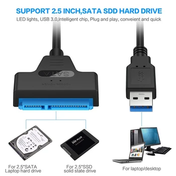 USB3. 0 SATA 22pin Kablo Adaptörü Dönüştürücü Hatları HDD SSD Bağlantı Kablosu Tel 2.5 in sabit disk sürücüler için katı disk