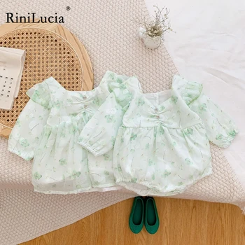 RiniLucia 2023 Yeni Bebek Bodysuit Tatlı Bebek Kız Tulum Sonbahar Uzun Kollu Çiçek Yürümeye Başlayan Tulum Sevimli Elbise Kız Giyim