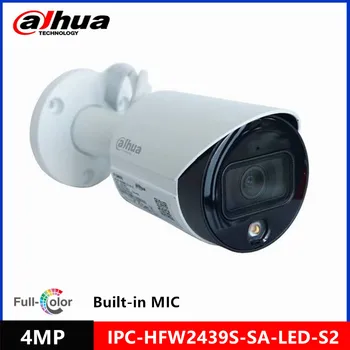 Orijinal Dahua HFW2439S-SA-LED-S2 4MP POE Lite Tam Renkli Dahili Mikrofon Sabit Odak Bullet ağ kamerası