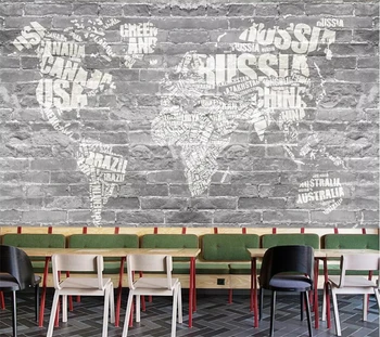 wellyu Özel duvar kağıdı Avrupa 3D çimento tuğla duvar İngilizce dünya haritası görüntü TV arka plan duvar papel de parede 3d duvar kağıdı