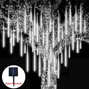 LED Meteor duş ışıkları Noel Yağmur Damlası Düşen Peri Dize İşıklar Parti Açık Dekor Bahçe Güneş / ABD Plug / AB Tak