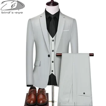 (Ceket + Yelek + Pantolon)sonbahar / Kış erkek Takım Elbise 2021 Yeni Trend İnce Kişilik Yakışıklı Takım Elbise 3 Adet Set Bir Düğme Düğün erkek Takım Elbise