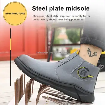 Yüksek Top Kaynakçı Ayakkabı Erkekler Çelik burunlu güvenlik ayakkabıları Su Geçirmez Anti-Kıvılcım Delinme Geçirmez iş ayakkabısı Erkek İş Güvenliği Botları Yeni 2022