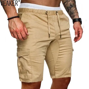 2021 Yeni erkek Düz Renk Şort Erkekler haki Yeşil Rahat Pamuk Kargo Şort Erkek Diz Boyu İnce Gevşek kısa pantolon M-3XL