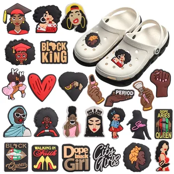 1-25 Adet PVC Uyuşturucu Siyah Kız Kırmızı Kalp ayakkabı tokası Takılar Süslemeleri Çocuklar Ayakkabı Düğmesi Fit DIY Croc Jıbz Parti Hediye