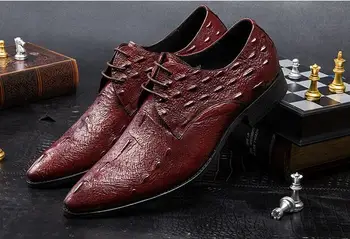 Moda Timsah Desen erkek ayakkabıları Nefes lace up rahat ayakkabılar hakiki Deri erkek resmi ayakkabı erkekler için