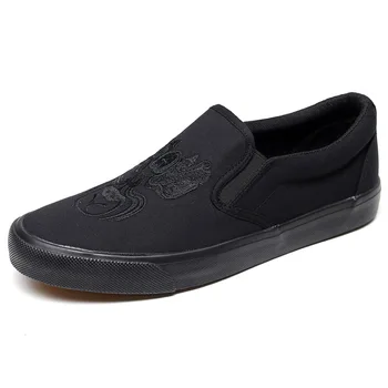 2022 Moda İlkbahar Yaz kanvas ayakkabılar Erkek Loafer'lar Nefes Kumaş Erkek rahat ayakkabılar Slip-on Siyah Beyaz Ayakkabı A4615