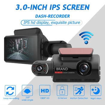 3.0 İnç HD 1080P Araba Çift Lens Dash kamera Veri Kaydedici WİFİ ile 110 Derece Geniş Açı Gece Görüş g-sensor park monitörü