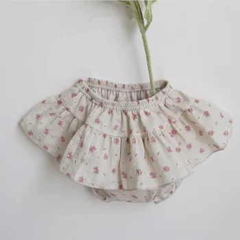 Kore Tarzı 2020 Yaz Bebek Giysileri Çiçek Baskılı Bebek Kız Sevimli Şort Ruffles Pamuk Toddlers Çocuklar Etek Şort