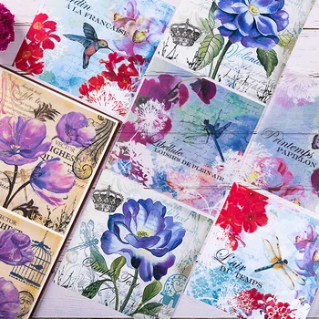 8 adet/paket Vintage Kuş Çiçek Parşömen Kağıt Desen Paketi Scrapbooking için Mutlu Planlayıcısı Kart Yapımı Önemsiz Günlüğü Projesi