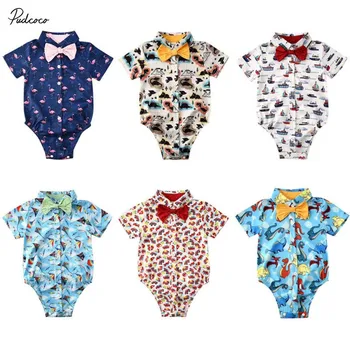 2020 Bebek Yaz Giyim Yürüyor Bebek Erkek Bebek Beyefendi Giysileri Kısa Kollu Romper Kısa Kollu Tulum Kıyafet