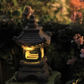 Japon tarzı avlu dekorasyon reçine Güneş lambası saray fenerler Zen peyzaj ışıkları ev bahçe dekorasyonu