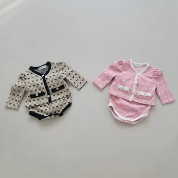 4844C Kore Bebek giyim seti kız Takım Elbise 2023 İlkbahar ve Sonbahar Küçük Koku kız İki Parçalı Takım Elbise Ceket + Büyük PP Şort