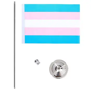 Çizgili Masa Bayrağı Küçük Mini Ev Masa Bayrakları Standı Tabanı İle Transseksüel Eşcinsel Gurur Masaüstü Bayrağı Metal Bayrak Tutucu