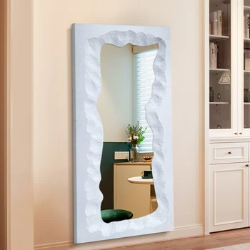 Dekoratif Çerçeve Ayna Sanat Büyük Dikdörtgen Modern Estetik Tam Vücut Ayna Yaratıcı Soğuk Beyaz Makrome Espejo Ev Dekorasyon